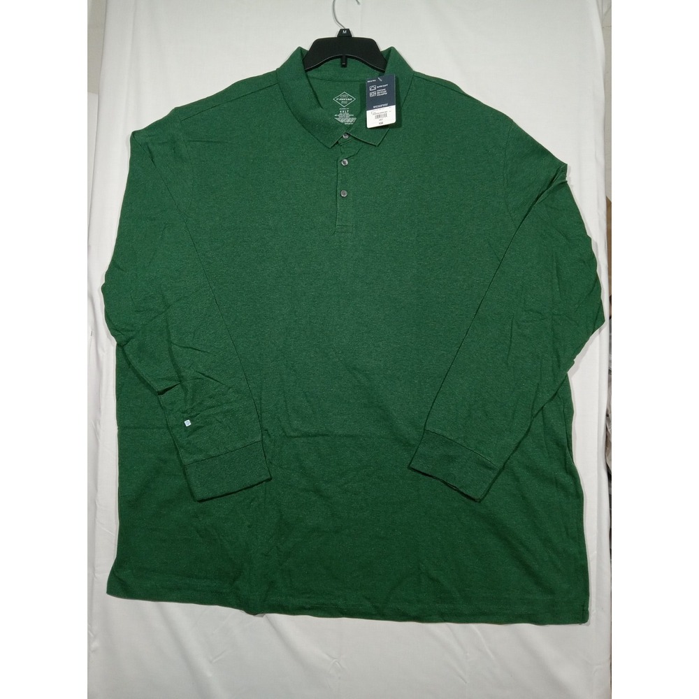 St John's Bay  Men's Polo Shirt Long Sleeve 4XLT Green‎